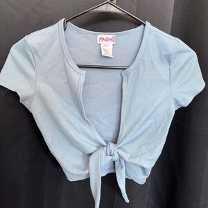 Light Blue Tie-Front Crop Top and pant set